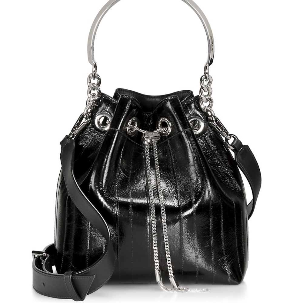 NWT Jimmy Choo Bon Bon Eel & Leather bag Black/Silver, with Authenticity…